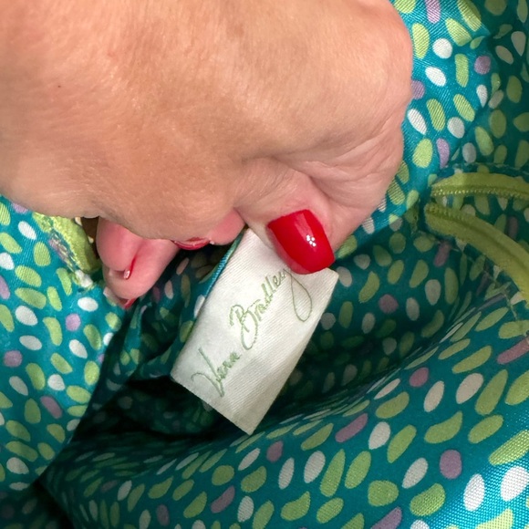 Vera Bradley Lime Green poly satchel crossbody purse Bundle with Vera Blouse - Picture 13 of 14